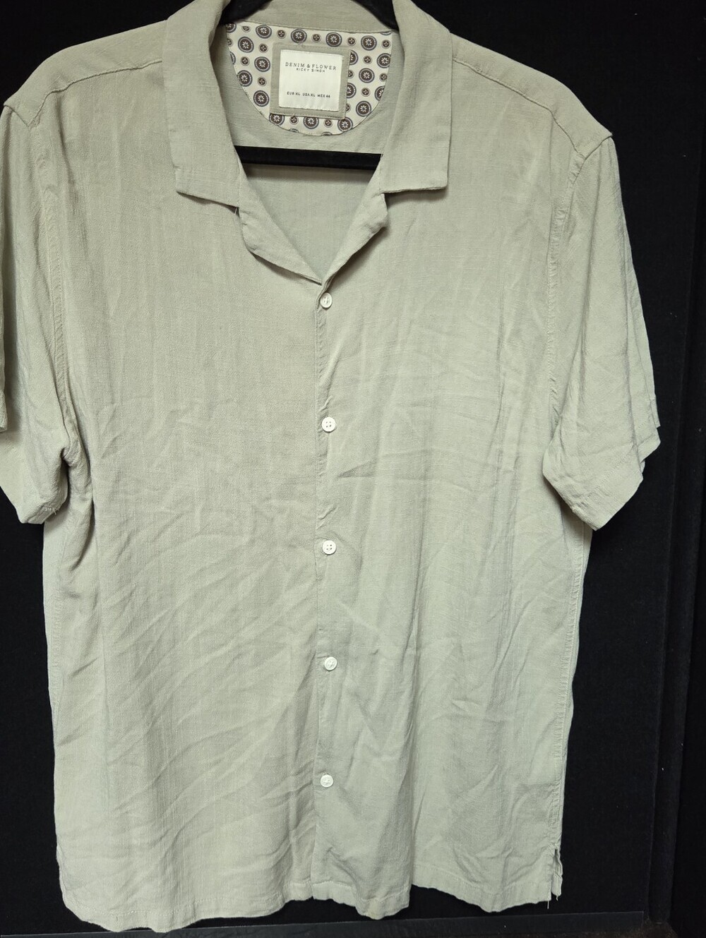 Denim & Flower Men's Short Sleeve Shirt in Light Sage Size XL